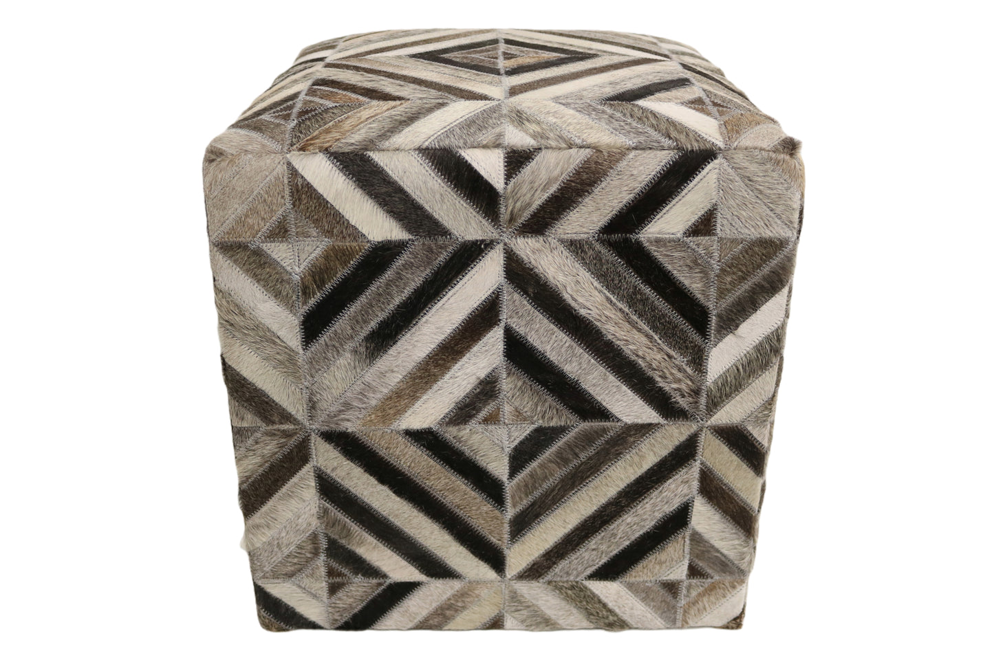 Almeria 100% Cowhide Leather Cube Pouf