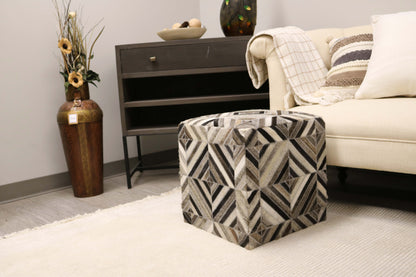 Almeria 100% Cowhide Leather Cube Pouf