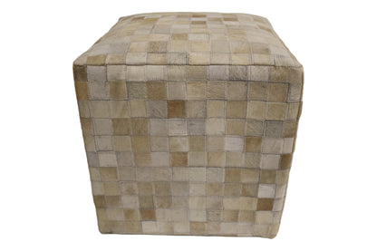 Girona 100% Cowhide Leather Cube Pouf