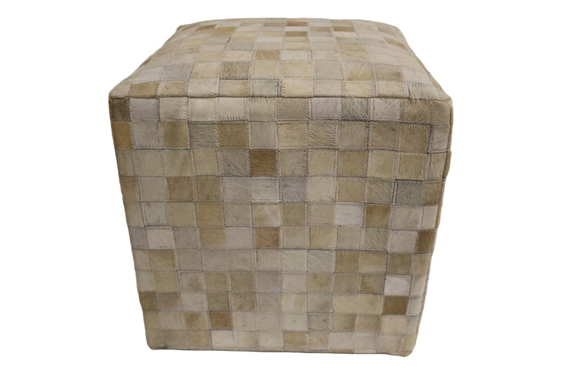 Girona 100% Cowhide Leather Cube Pouf