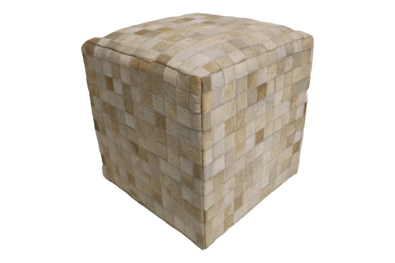 Girona 100% Cowhide Leather Cube Pouf