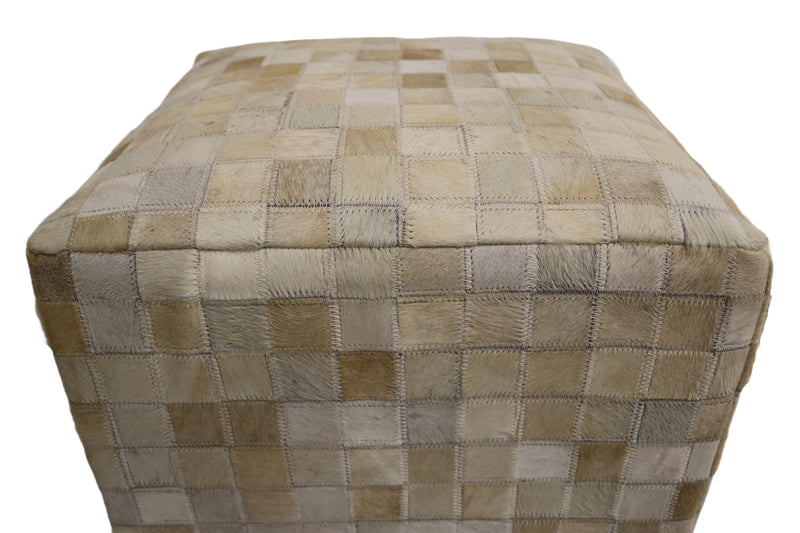 Girona 100% Cowhide Leather Cube Pouf