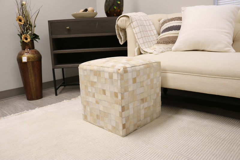 Girona 100% Cowhide Leather Cube Pouf