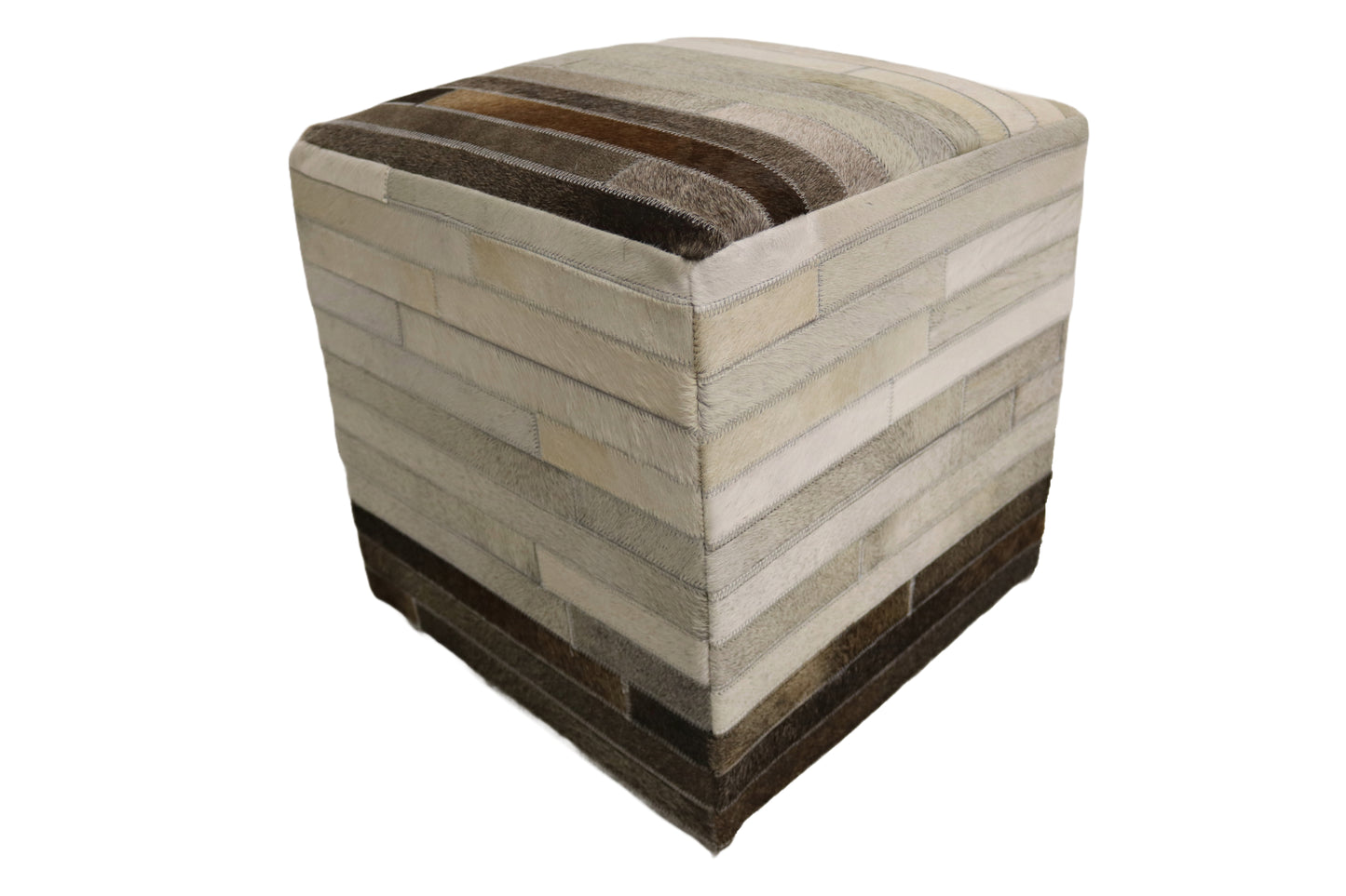 Toledo 100% Cowhide Leather Cube Pouf