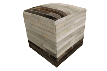Toledo 100% Cowhide Leather Cube Pouf