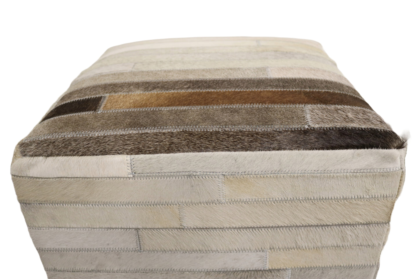Toledo 100% Cowhide Leather Cube Pouf