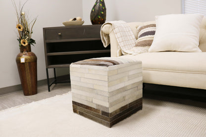Toledo 100% Cowhide Leather Cube Pouf