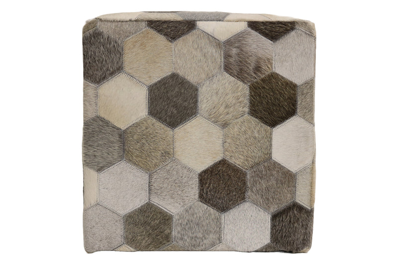 Palma 100% Cowhide Leather Cube Pouf