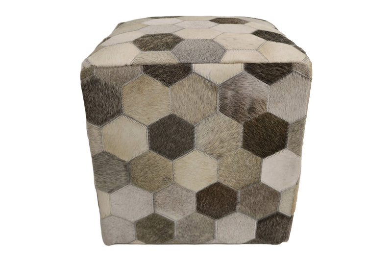 Palma 100% Cowhide Leather Cube Pouf