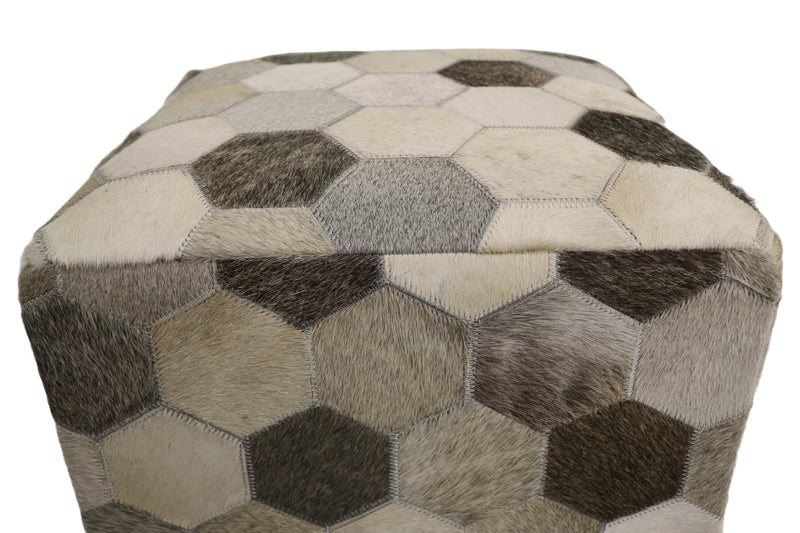 Palma 100% Cowhide Leather Cube Pouf