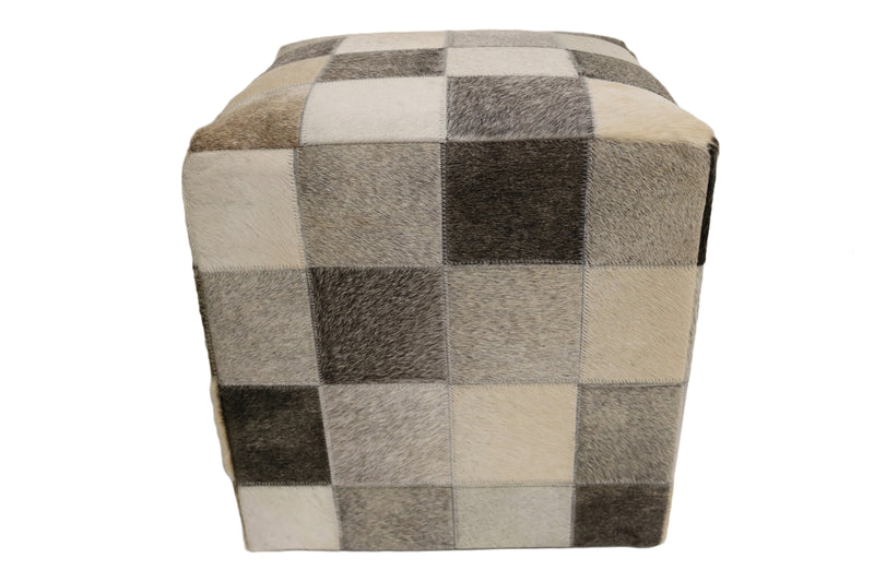 Seville 100% Cowhide Leather Cube Pouf