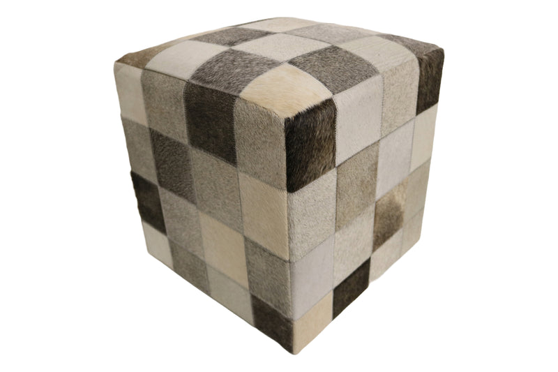 Seville 100% Cowhide Leather Cube Pouf