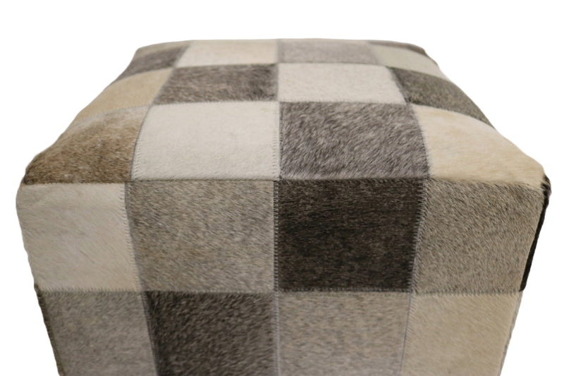 Seville 100% Cowhide Leather Cube Pouf