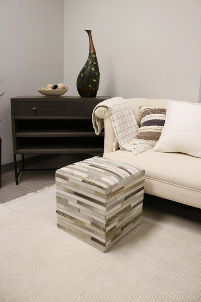 Palencia 100% Cowhide Leather Cube Pouf