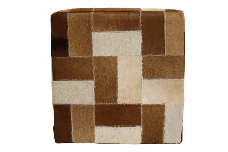 Vigo 100% Cowhide Leather Cube Pouf