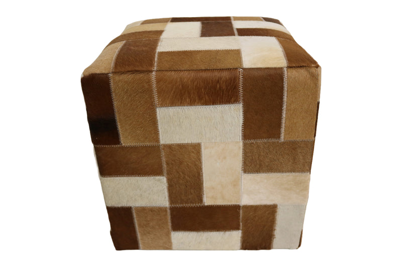 Vigo 100% Cowhide Leather Cube Pouf