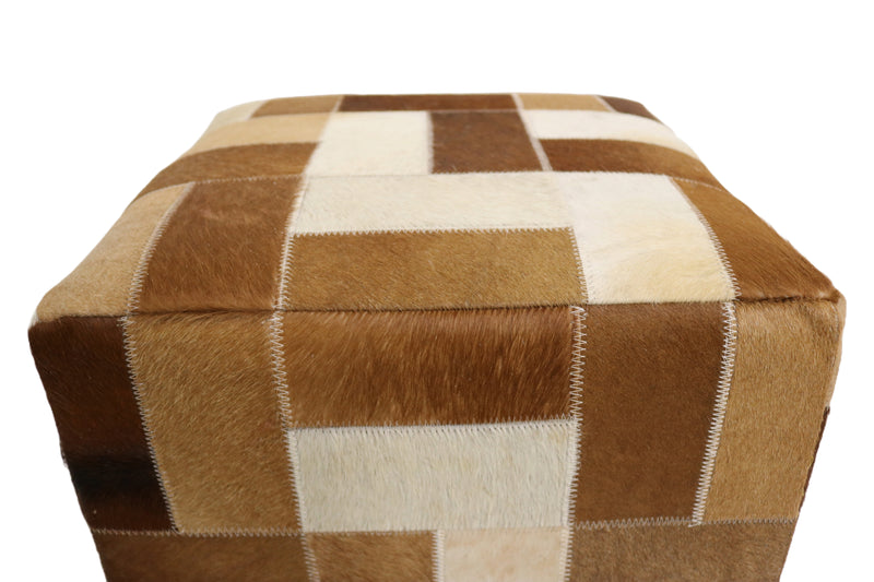 Vigo 100% Cowhide Leather Cube Pouf