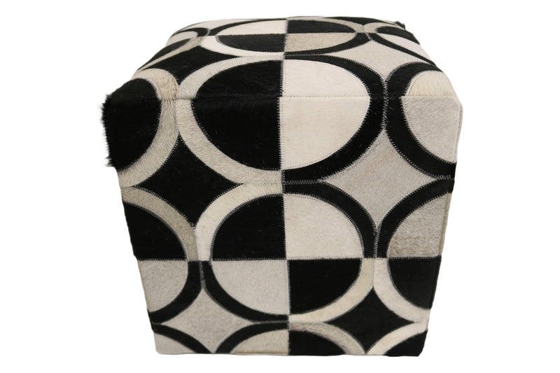 Badalona 100% Cowhide Leather Cube Pouf