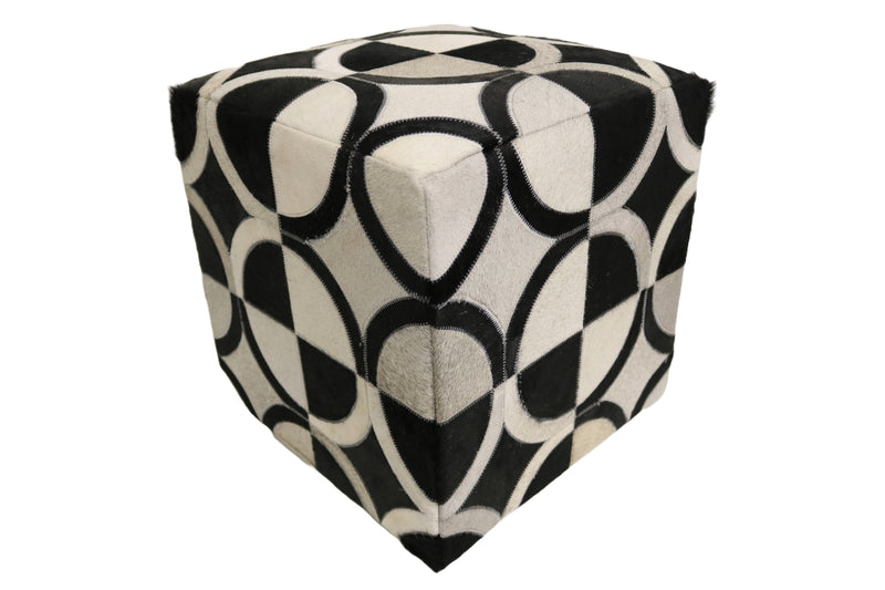 Badalona 100% Cowhide Leather Cube Pouf