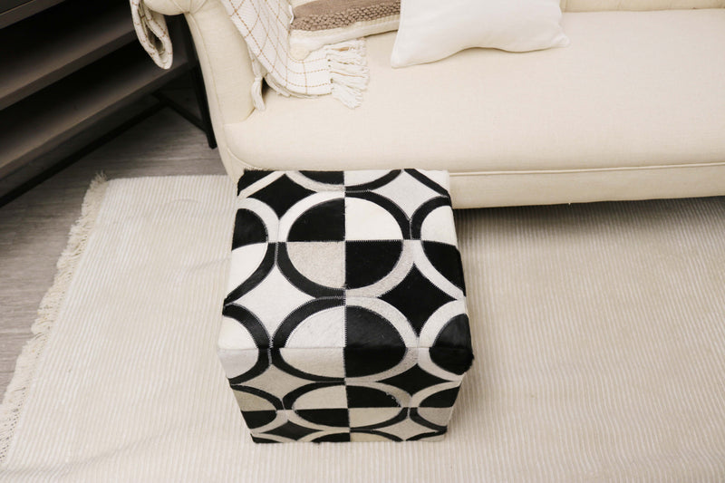 Badalona 100% Cowhide Leather Cube Pouf