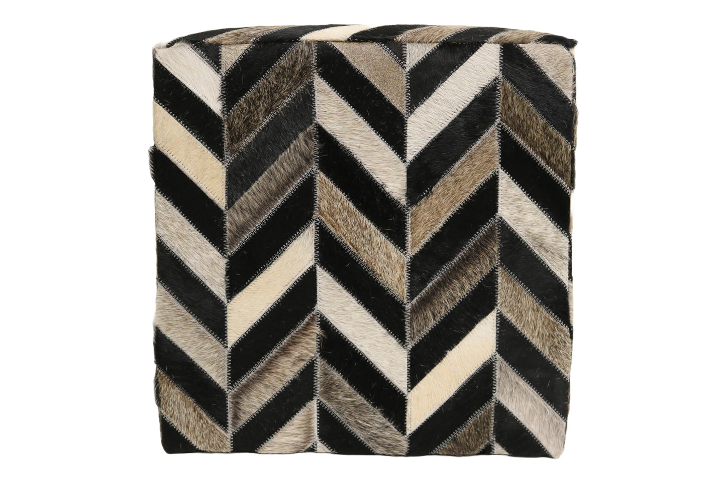 Terrassa 100% Cowhide Leather Cube Pouf