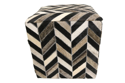 Terrassa 100% Cowhide Leather Cube Pouf