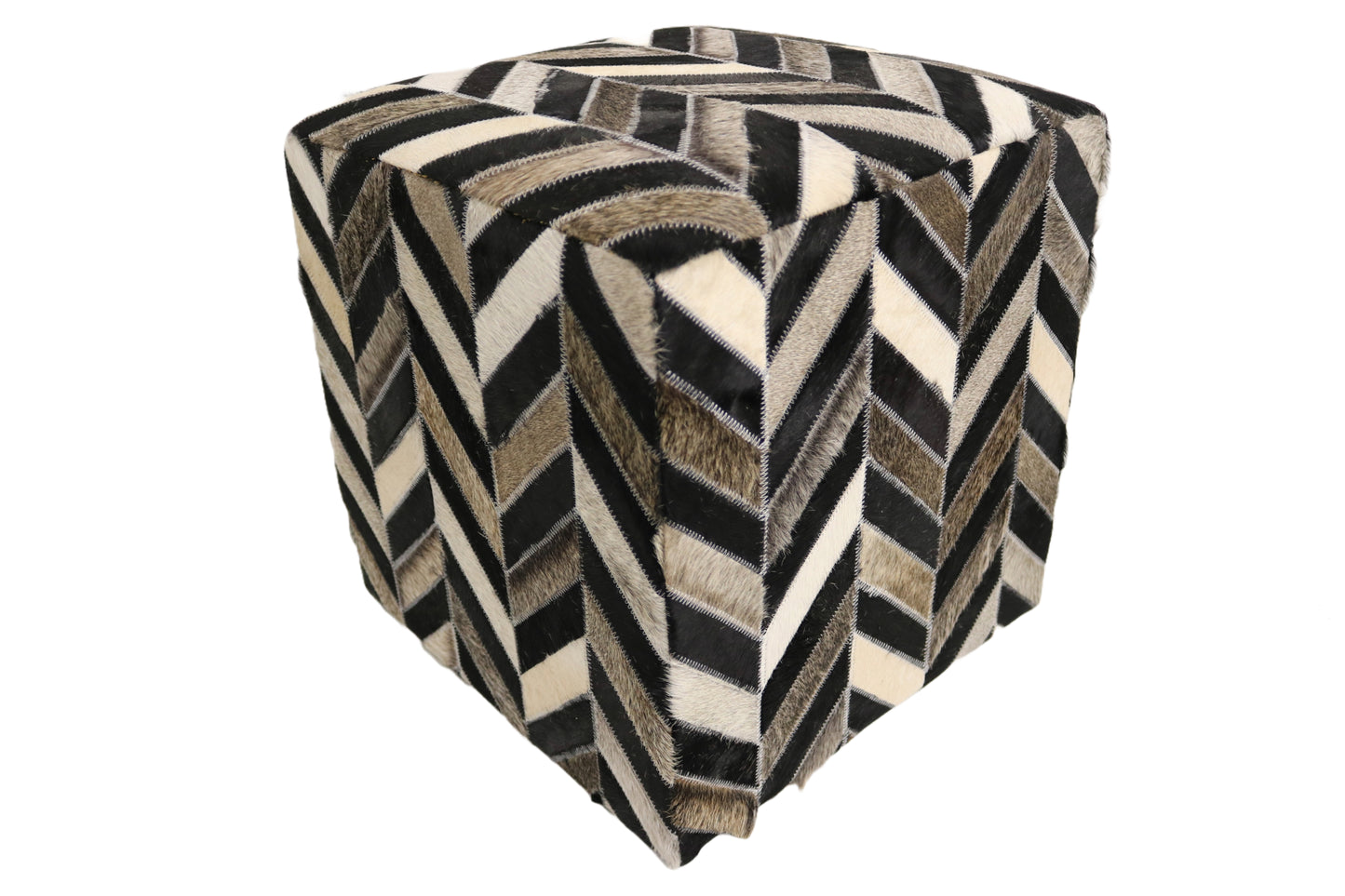 Terrassa 100% Cowhide Leather Cube Pouf