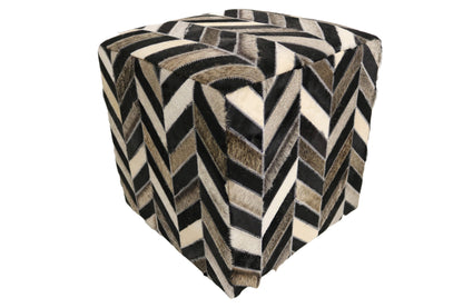 Terrassa 100% Cowhide Leather Cube Pouf