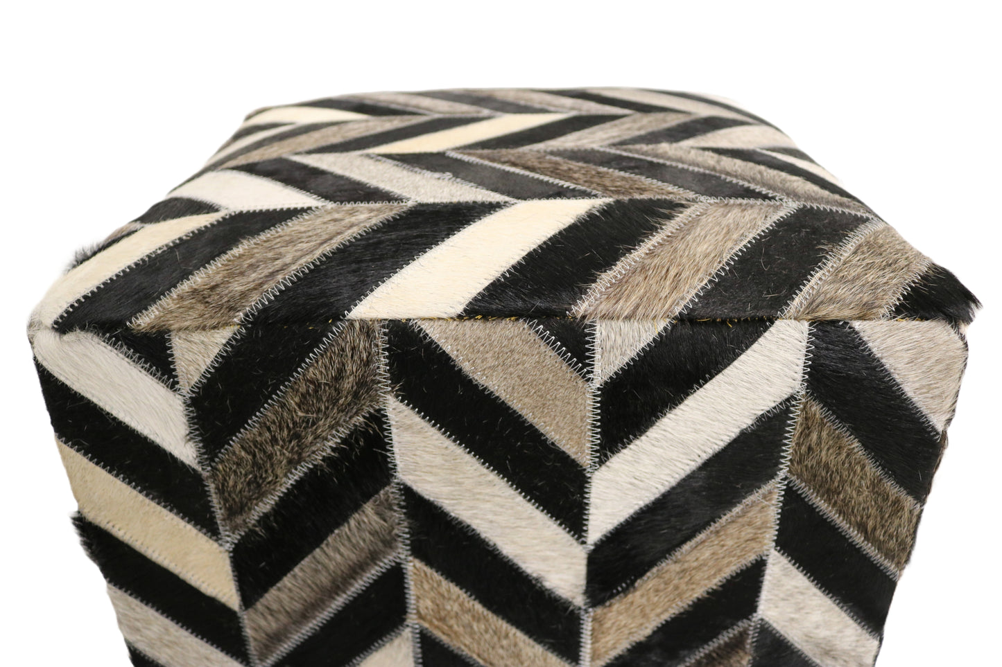 Terrassa 100% Cowhide Leather Cube Pouf
