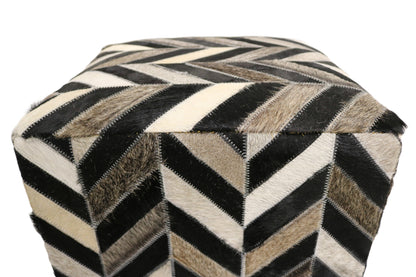 Terrassa 100% Cowhide Leather Cube Pouf