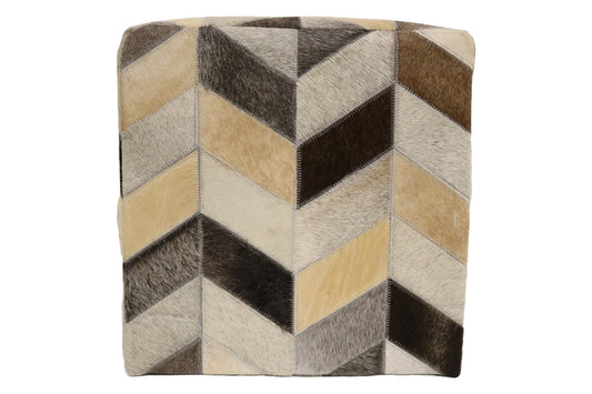 Lugo 100% Cowhide Leather Cube Pouf