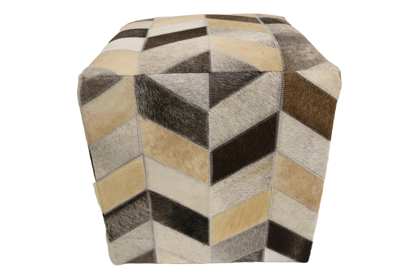Lugo 100% Cowhide Leather Cube Pouf