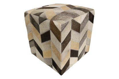 Lugo 100% Cowhide Leather Cube Pouf