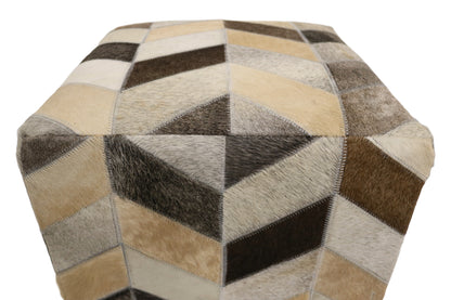 Lugo 100% Cowhide Leather Cube Pouf