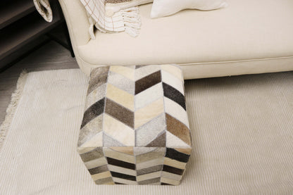 Lugo 100% Cowhide Leather Cube Pouf