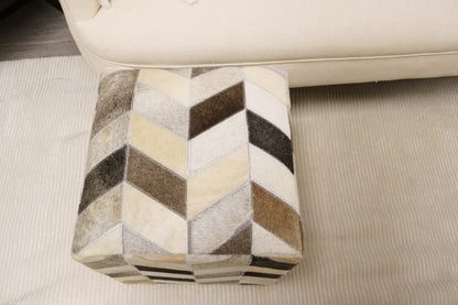 Lugo 100% Cowhide Leather Cube Pouf