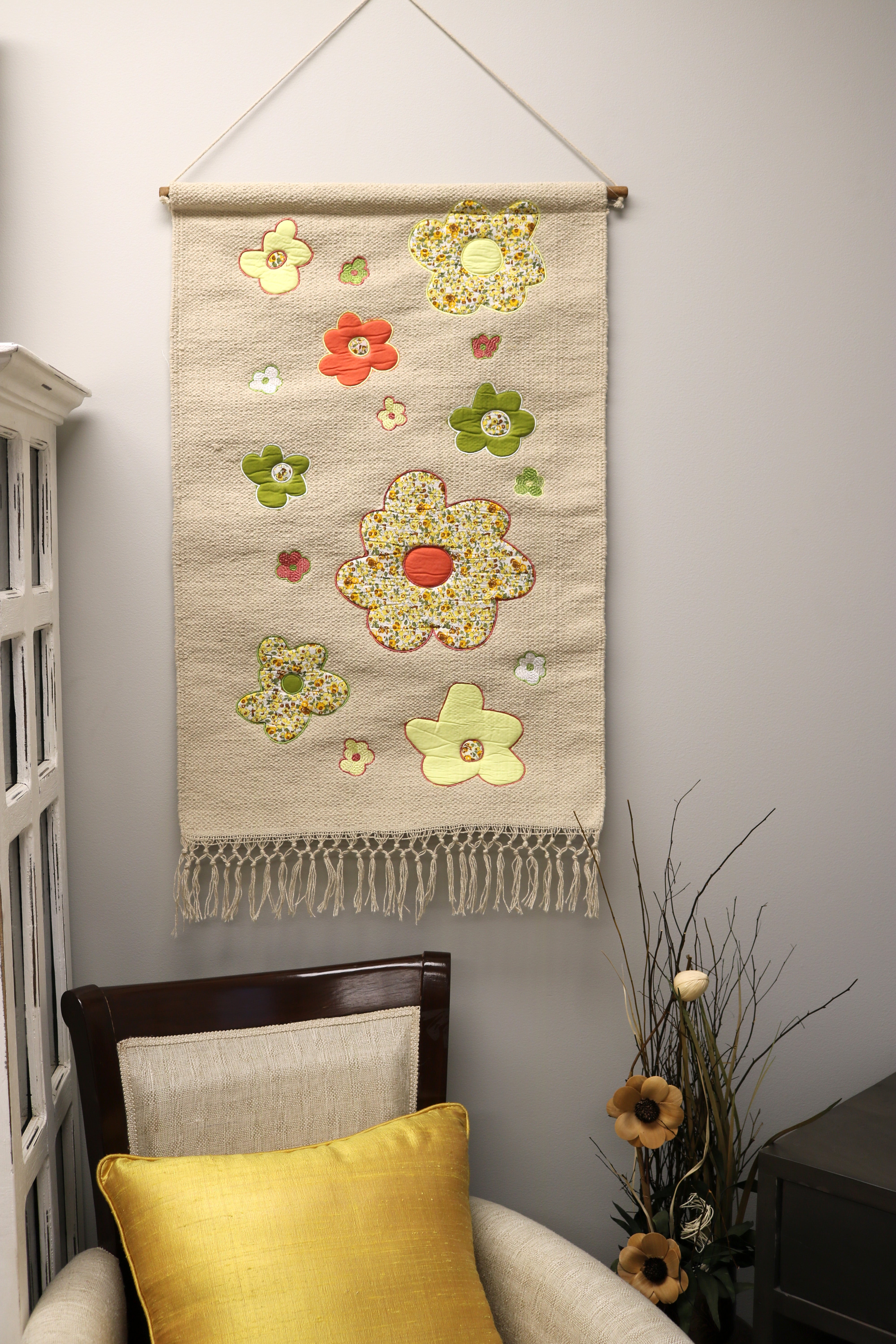 Large Floral Macrame Wall Hanging