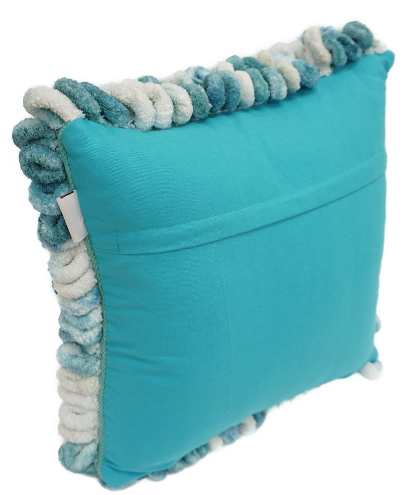 Bufor Blue Shaggy Loop Designer Throw Pillow