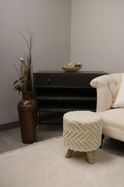Bordeaux Cotton Round Stool