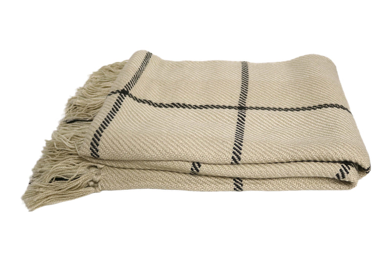 Handcrafted Wool & Cotton Throw Blanket