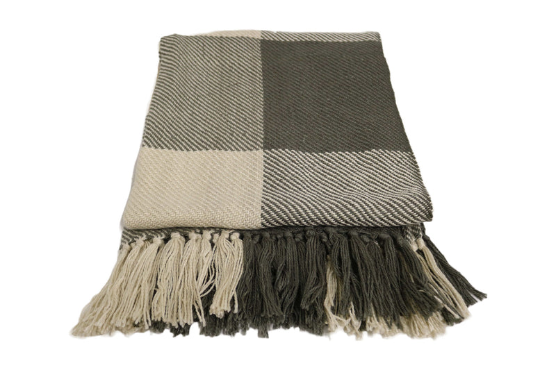 Handcrafted Wool & Cotton Throw Blanket