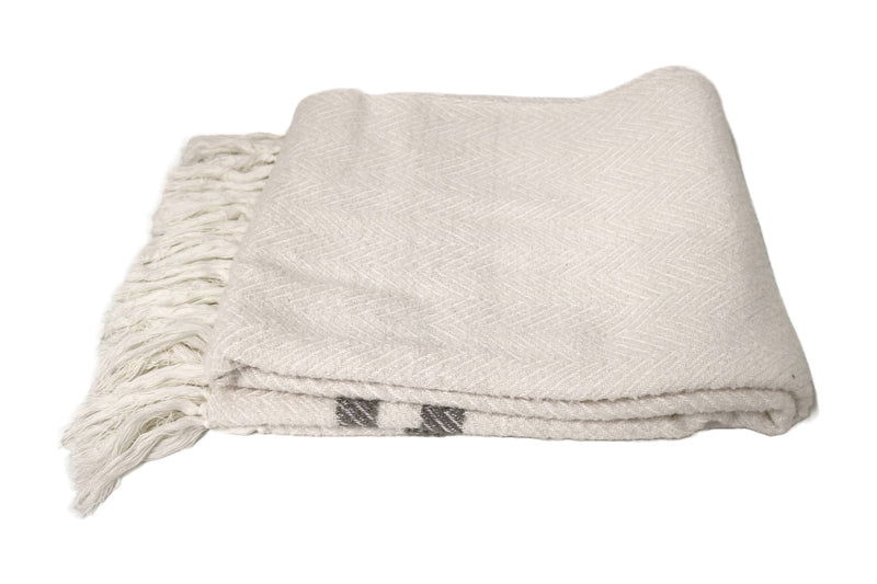 Handcrafted Wool & Cotton Throw Blanket