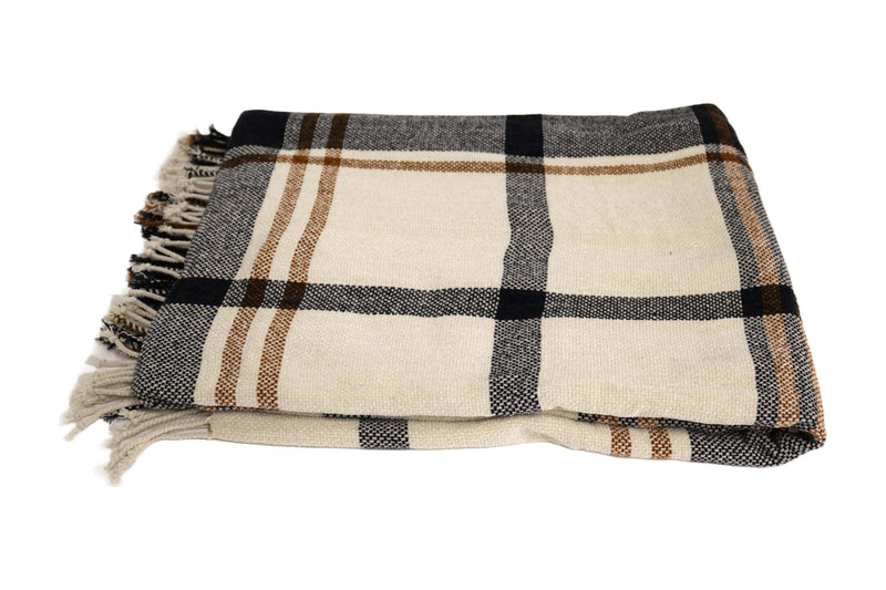 Handcrafted Wool & Cotton Throw Blanket