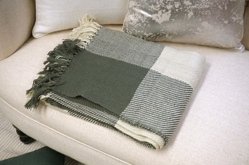 Handcrafted Wool & Cotton Throw Blanket