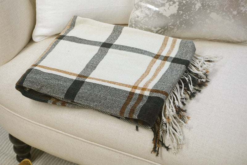 Handcrafted Wool & Cotton Throw Blanket