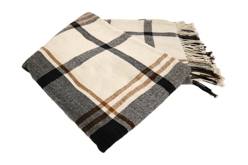 Handcrafted Wool & Cotton Throw Blanket