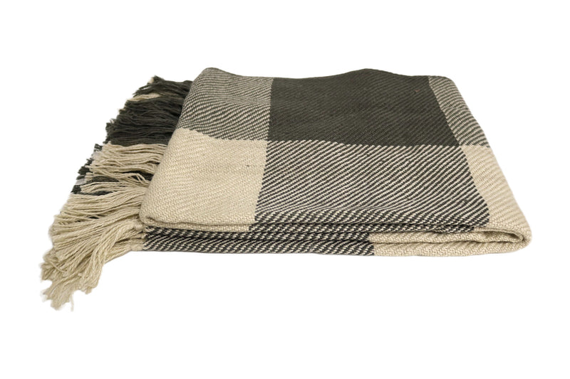 Handcrafted Wool & Cotton Throw Blanket