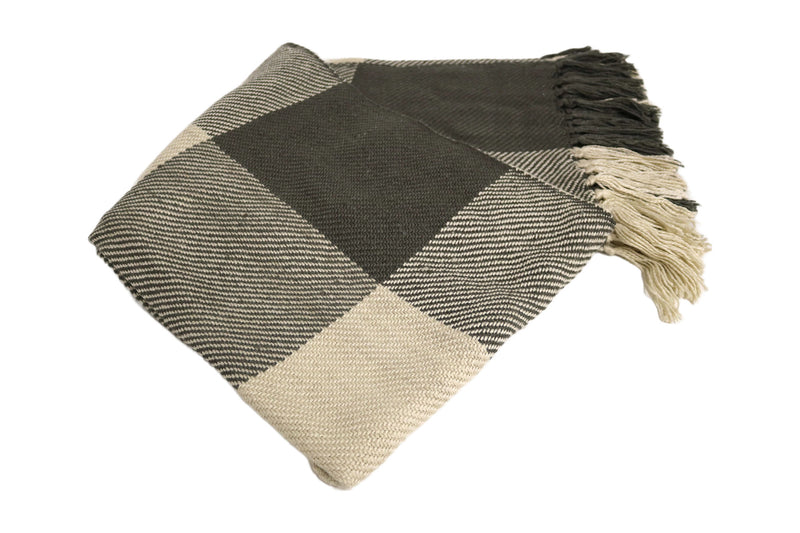 Handcrafted Wool & Cotton Throw Blanket