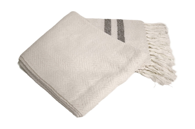 Handcrafted Wool & Cotton Throw Blanket