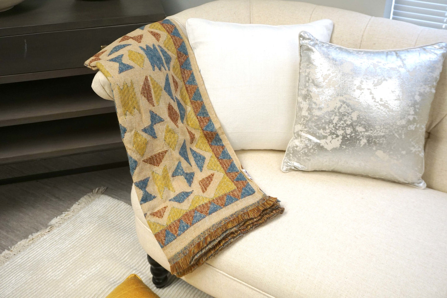 Handcrafted Wool & Cotton Throw Blanket